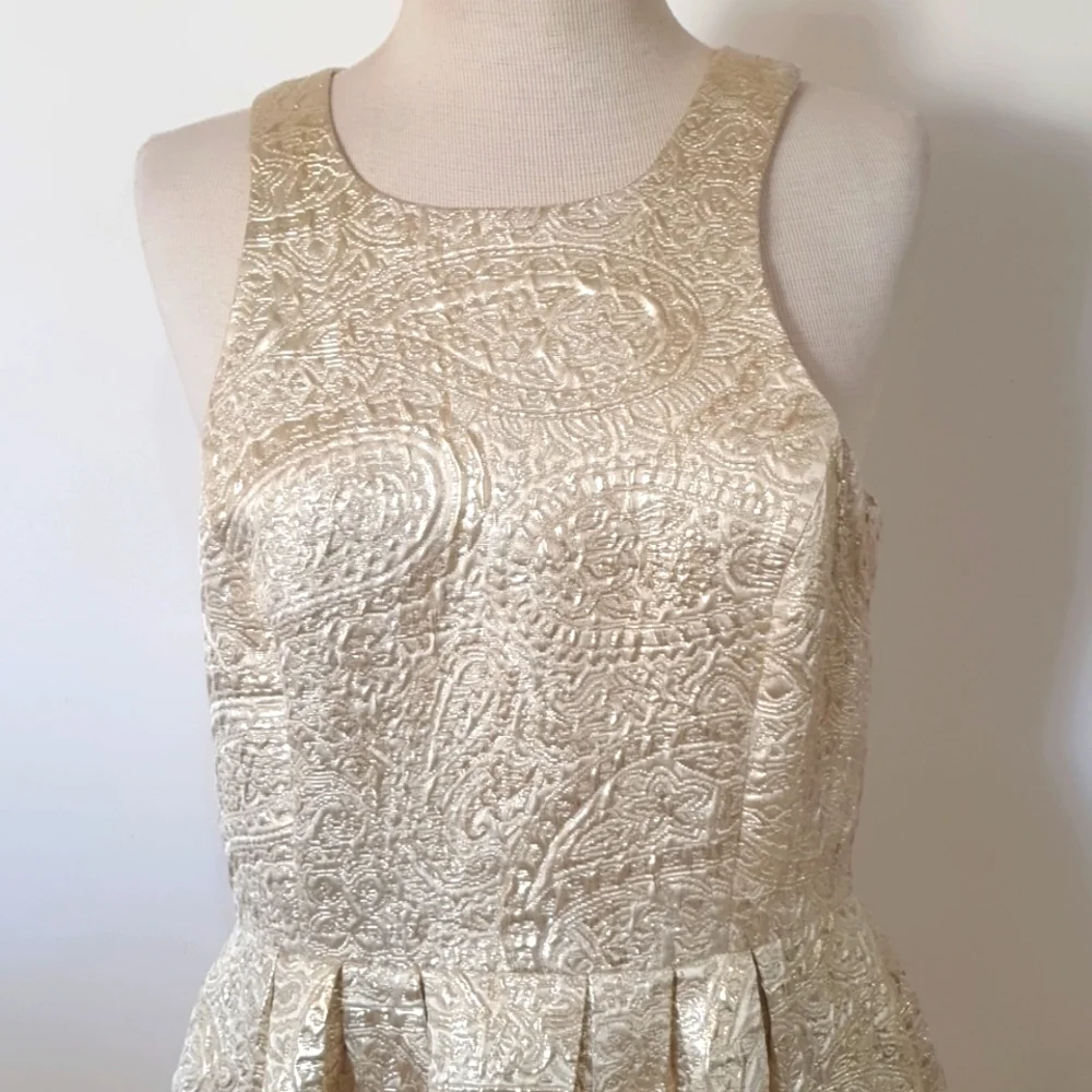 Sportsgirl Size 16 Gold Sleeveless Dress - Picture 2 of 9